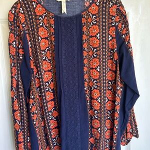 Matilda Jane Navy and Orange Floral Blouse